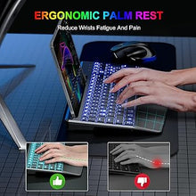 Load image into Gallery viewer, Wireless Keyboard and Mouse, Ergonomic Keyboard Mouse - RGB Backlit, Rechargeable, Quiet, with Phone Holder, Wrist Rest, Lighted Mac Keyboard and Mouse Combo, for Mac, Windows, Laptop, PC
