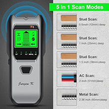 Load image into Gallery viewer, Stud Finder Wall Scanner, 5 in 1 Multifunction Stud Locator with Upgraded Smart Sensor, HD LCD Display and Audio Alarm for The Center &amp; Edge of Metal, Studs, AC Wire, and Pipe Detection(Dim Gray)
