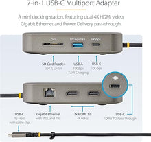 Load image into Gallery viewer, StarTech.com USB C Multiport Adapter, Dual 4K 60Hz HDMI, 2-Port USB-A/USB-C 10Gbps Hub, 100W PD, Gigabit NIC, SD, Travel Dock
