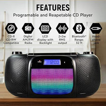 Load image into Gallery viewer, Magnavox MD6972 Portable Top Loading CD Boombox with Digital AM/FM Stereo Radio, Color Changing Lights, and Bluetooth Wireless Technology | CD-R/CD-RW Compatible | LCD Display |
