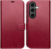 Load image into Gallery viewer, OCASE Compatible with Galaxy S25 Wallet Case, PU Leather Flip Folio Case with Card Holders RFID Blocking Kickstand [Shockproof TPU Inner Shell] Protective Phone Cover 6.2 Inch 2025, Red
