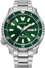 Load image into Gallery viewer, Citizen Men's Eco-Drive Promaster Dive Fugu Automatic Stainless Steel Watch, Luminous, ISO Compliant, Silver/Green Dial

