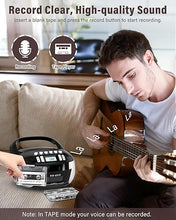 Load image into Gallery viewer, CD Player Boombox &amp; CD Cassette Player Combo, CD Player Portable with CD-R/CD-RW Compatible,Battery Powered AM FM Radio, Stereo Sound, Programmable, LCD Display, Headphone Jack (Black)
