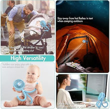 Load image into Gallery viewer, AMACOOL Battery Operated Stroller Fan Flexible Tripod Clip On Fan with 3 Speeds and Rotatable Handheld Personal Fan for Car Seat Crib Bike Treadmill (Blue)
