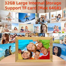 Load image into Gallery viewer, 10.1 Inch WiFi Digital Picture Frame, 1280x800 HD IPS Touch Screen, 32GB Memory, Smart Cloud Digital Photo Frame, Auto-Rotate, Share Photos via Frameo App(Wooden Color)
