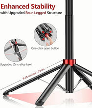 Load image into Gallery viewer, Huryfox Selfie Stick Phone Tripod - 71 inch Tall Cell Phone Holder with Detachable Wireless Remote, Phone Stand for Recording, Video and Picture, Compatible with iPhone, Android Phone, Camera &amp; Gopro
