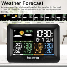 Load image into Gallery viewer, Kalawen Home Wireless Weather Station Multiple Sensors with Atomic Clock, Indoor/Outdoor Thermometer Wireless Humidity Barometer Monitor
