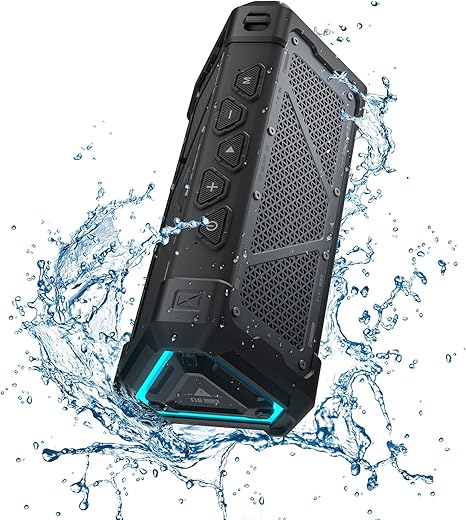 MLOVE P3 Bluetooth Speaker,28W Loud Sound,Deep Bass,Bluetooth 5.3,LED Lights,Portable Wireless Stereo Pairing,Long Playtime,ipx65 Waterproof, for Small Desktop Home/Outdoor/Party/Beach (Black)