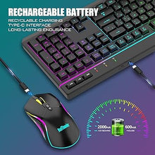 Load image into Gallery viewer, RedThunder K20 Wireless Keyboard and Mouse Combo, Full Size Anti-Ghosting Keyboard with Multimedia Keys + 7D 4800DPI Optical Mice, Rechargeable RGB Gaming/Office Set for PC Laptop Mac Xbox (Black)
