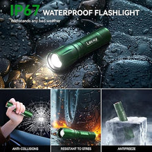 Load image into Gallery viewer, LETMY Tactical Flashlight - 2 Pack Bright Military Grade LED Flashlights High Lumens - Portable Handheld Flash Light, 5 Modes Zoomable Waterproof Flashlights for Home Emergency Camping- Green
