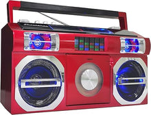 Load image into Gallery viewer, Studebaker SB2145R 80&#39;s Retro Street Bluetooth Boombox with FM Radio, CD Player, LED EQ, 10 Watts RMS Power and AC/DC in Red
