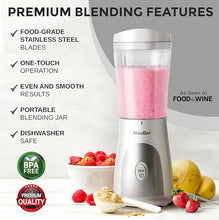 Load image into Gallery viewer, Mueller Personal Blender for Shakes and Smoothies with 15 Oz Travel Cup and Lid, Juices, Baby Food, Heavy-Duty Portable Blender &amp; Food Processor, White
