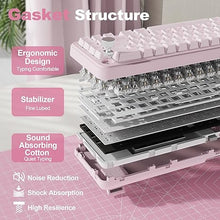 Load image into Gallery viewer, YUNZII B68 Wireless Mechanical Keyboard,Tri-Mode BT5.0/2.4GHz/USB-C Hot Swappable Gasket Creamy Keyboard, RGB Backlit NKRO, Cute Keyboard for Win/Mac (Pink, Milk V2 Switch)
