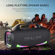 Load image into Gallery viewer, ZEALOT Bluetooth Speaker,100W Booming Sound Speakers Bluetooth Wireless, Dual Pairing, XBass, Bluetooth 5.3, 24000mAh Power Bank, Portable Outdoor Waterproof Speaker for Camping, Beach, and Party
