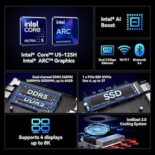 Load image into Gallery viewer, GEEKOM IT1 Mega AI Mini PC,14th Gen Intel Core Ultra U5-125H (Up to 4.5Ghz) Mini Computers,32GB DDR5 RAM 1TB SSD Mini Desktop Windows 11 Pro Intel ARC Gpu/AI Boost/Dual NIC LAN/WiFi 7/BT5.4/8K/USB4.0

