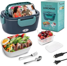 Load image into Gallery viewer, Electric Lunch Box Heated Lunch Box 80W Electric Lunch Box for Adults 12/24/110V Portable Food Warmer LunchBox with 304 Stainless Steel Container for Office/Car/Truck(1.5L)
