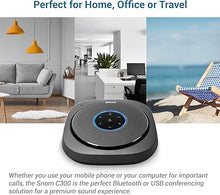 Load image into Gallery viewer, Snom C300 Bluetooth 5.0 Conference Speakerphone with 6 Mics, 24 hrs Call Time, App Controlled, USB C, Home Office &amp; Small Business, Black
