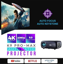 Load image into Gallery viewer, EGate Projector • Automatic &amp; Smart • Native 1080P Full HD WiFi Bluetooth • 450 ANSI Portable Outdoor Movie Projector • Compatible with Laptop, Smartphone, TV Stick, PS5 • Auto Focus Auto Keystone
