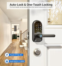 Load image into Gallery viewer, Veise Smart Lock, Keyless Entry Door Lock with Handle, APP Control Fingerprint Door Lock, 7-in-1 Smart Locks for Front Door, Electronic Digital Lock with Keypad, Front Door Lock Set, Matte Black
