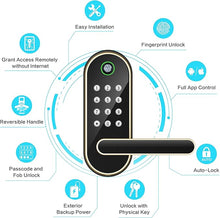 Load image into Gallery viewer, Keyless-Entry Fingerprint Smart Door Lock: Sifely Digital Electronic Lock with Code Passcode, Electric Door Knob, Biometric Door Handle Lock, Perfect for Exterior/Interior/Entry/Bedroom Doors (Gold)
