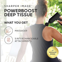 Load image into Gallery viewer, Sharper Image Powerboost Massage Gun Version 3.0-5 Attachments, Quiet Motor, Ergonomic, 6-Speed Lightweight Percussion Massager, Deep Tissue Full Body Muscle Recovery for Pain - Black [Exclusive]
