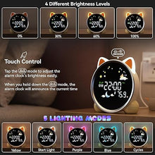 Load image into Gallery viewer, winshine Kids Alarm Clock OK to Wake Alarm Clocks for Kids Toddlers Night Light Clock for Bedrooms with Children&#39;s Sleep Trainer Cute Clock Birthday Gift for Teen Boys Girls (Cat)…
