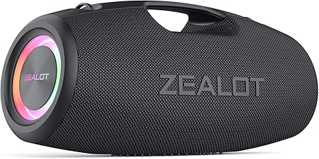 ZEALOT Bluetooth Speaker,120W Wireless Speaker with Booming Bass,IP67 Waterproof Speaker with LED Light, PowerBank,Bluetooth 5.2, Loud Bluetooth Speaker for Camping,Beach,Gifts(Black)