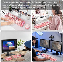 Load image into Gallery viewer, FOPETT Wireless Keyboard and Mouse Combo - 2.4G Full-Sized Cute Colorful Retro Keyboard with Round Keycaps 104 Keys Typewriter Keyboard for Laptop/Windows/PC-Pink Colorful
