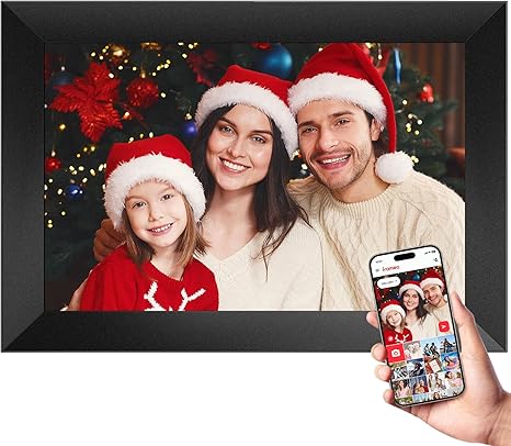 Frameo 10.1 Inch Digital Picture Frame, 1280x800 HD IPS Touch Screen Photo Frame Electronic, Smart WiFi Digital Photo Frame Easy to Share Photos/Videos via Frameo APP - Black