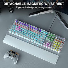 Load image into Gallery viewer, AULA F2088 Typewriter Style Mechanical Gaming Keyboard,Rainbow LED Backlit,Removable Wrist Rest,Media Control Knob,Retro Punk Round Keycaps,USB Wired Computer Keyboard,White
