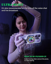 Load image into Gallery viewer, YANISM Magnetic Cell Phone Cooler, RGB Phone Cooling Fan Portable Lightweight Mobile Phone Cooling Fan, Phone Radiator with Temperature Display for Mobile Gaming,Tiktok Live Streaming
