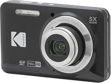 Load image into Gallery viewer, KODAK PIXPRO FZ55-BK 16MP CMOS Sensor Digital Camera 5X Optical Zoom 28mm Wide Angle 1080P Full HD Video 2.7&quot; LCD Vlogging Camera (Black)
