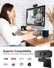 Load image into Gallery viewer, TECKNET 1080p Webcam with Microphone &amp; Privacy Cover, Streaming Camera 30fps USB Computer Camera with 110-degree AOV, Web Camera for Video Conferencing/Calling/Live Streaming/Online Learning
