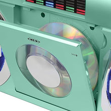 Load image into Gallery viewer, Studebaker SB2145TE 80&#39;s Retro Street Bluetooth Boombox with FM Radio, CD Player, LED EQ, 10 Watts RMS Power and AC/DC in Teal
