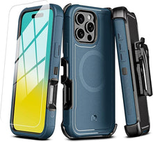 Load image into Gallery viewer, M MYBAT PRO Maverick Series iPhone 16 Pro Max Case with Belt Clip Holster,[Compatible with Magsafe] w/Screen Protector,Anti-Drop,Shockproof,with 360°Rotating Kickstand,Heavy Duty Protection Blue
