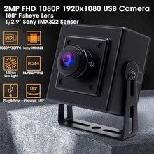 Load image into Gallery viewer, SVPRO USB Camera 1080P Webcam with 180 Degree Fisheye Lens,2MP Low Light Lightburn Camera with Sony IMX323 Sensor Small Industrial Camera with Aluminum Case H.264
