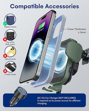 Load image into Gallery viewer, [Upgraded Version] ZeeHoo Wireless Car Charger,15W Fast Charging Auto-Clamping Car Mount, Dash, Air Vent Charging Car Phone Holder for iPhone 14 13 12 11, Samsung Galaxy S23+ S22, etc. (DarkGreen)
