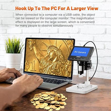 Load image into Gallery viewer, Elikliv Microscope, LCD Digital Coin Microscope 1000x, Coin Magnifier with 8 Adjustable LED Lights, PC View Compatible with Windows/MacBook, EDM4, 4.3 Inch
