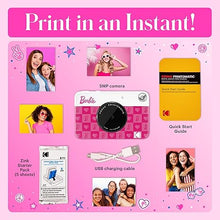 Load image into Gallery viewer, Kodak x Barbie Printomatic Full-Color Instant Print Digital Camera – 5MP Portable Barbie Camera - Colorful Photos On Zink 2x3 Sticky-Back Photo Paper – Fun Gift for Christmas Holiday - Iconic Style
