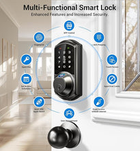 Load image into Gallery viewer, Veise Fingerprint Smart Lock for Front Door, 7-in-1 Keyless Entry Deadbolt with App Control, Electronic Digital Locks with Touchscreen Keypad, Auto Lock, Easy Install, Waterproof, Matte Black
