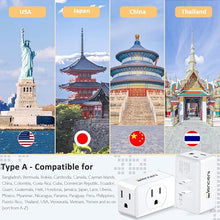 Load image into Gallery viewer, LENCENT 3 Prong to 2 Prong Adapter, Plug Extender, Wall Plug Splitter with 3 AC Outlets, Travel Power Adaptor for US to Japan Japanese Philippines-Type A, Cruise Ship Approved, 1875W Max, 2 Pack
