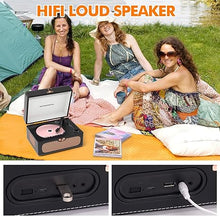 Load image into Gallery viewer, CD Player for Home with Speakers, Bluetooth Output Transmission, Rechargeable Battery Portable Desktop CD Player LED Display, Remote Control, USB Playback, Auto-Off, Headphone Jack - Black…
