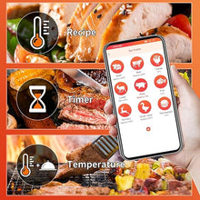 Load image into Gallery viewer, Smart Bluetooth Meat Thermometer, Wireless Grill Thermometer, Digital Food Thermometer for Smoker, Oven, BBQ Steak/Turkey, 500Ft Remote Monitoring Precise Temperature Alerts
