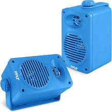 Load image into Gallery viewer, Pyle Indoor Outdoor Speakers Pair - 200 Watt Dual Waterproof 3.5” 2-Way Full Range Speaker System w/ 1/2” High Compliance Polymer Tweeter - in-Home, Boat, Marine, Deck, Patio, Poolside (Blue)
