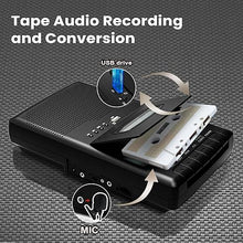 Load image into Gallery viewer, Shoebox Cassette Player Recorder- Tapes/USB/External Audio Recorder - Cassette Tape to USB Digital Converter- USB Player- Lapel Microphone- Retractable Handle- Built-in Speaker- 3.5MM Earphone
