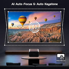 Load image into Gallery viewer, ?Auto Focus/Keystone?4K Projector with WiFi and Bluetooth, 360° Rotating Movie Projector, Portable Projector with 400 ANSI, Outdoor Projector for Phone/PC/TV Stick/DVD/USB/HDMI
