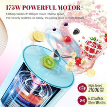 Load image into Gallery viewer, Portable Personal Blender 17 OZ/500 ML Juicer, 175W Personal Size Blender, Ideal for Smoothies, Ice Blending, Juicing, and Food Processing, Compact, Convenient, and Versatile (Blue)
