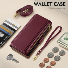 Load image into Gallery viewer, Antsturdy Compatible with Samsung Galaxy S25 Wallet Case for Women?RFID Blocking? Crossbody Phone Case PU Leather Zipper with Wrist Strap Flip Cover Credit Card Holder for S25 6.2&quot;,Wine Red
