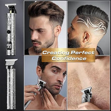 Load image into Gallery viewer, Hair Clippers for Men, Professional Hair Trimmer Barber Cordless Zero Gapped Hair Clippers with LCD Display, Mens Gifts Beard Trimmer T Liners Shavers Edgers Clipper for Hair Cutting - Silver
