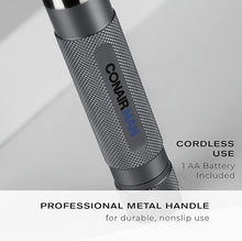 Load image into Gallery viewer, ConairMan Nose Hair Trimmer for Men, For Nose, Ear, and Eyebrows, Patent 360 Bevel Blade for No Pull, No Snag Trimming Experience, Cordless Trimmer 5 piece Set with Professional Metal Handle
